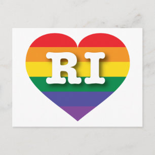 Cartão Postal Adoro Rhode Island Rainbow Heart