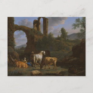 Cartão Postal Adriaen van de Velde - Paisagem Pastoral