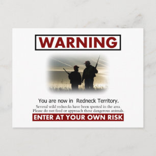Cartão Postal Advertência sobre Território Redneck