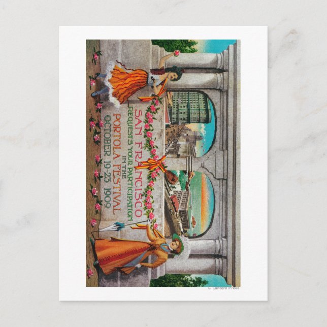 Cartão Postal Advertismo Portola Festival (mulheres) (Frente)