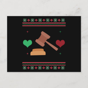 Cartão Postal Advogado Ugly Christmas Sweater Juiz Attorney