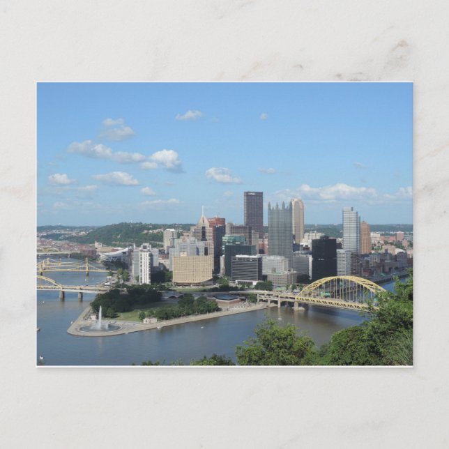 Cartão Postal Aerial Centro Pittsburgh Skyline (Frente)