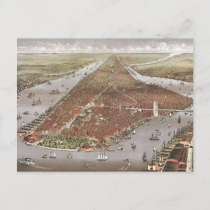 Cartão Postal Aerial City View of Manhattan, Nova York, EUA