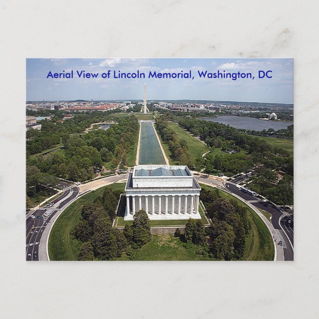 Cartão Postal Aerial Lincoln Memorial Washington DC simpatia (Frente)