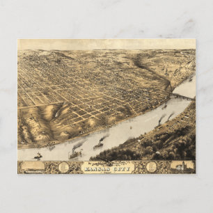 Cartão Postal Aerial View of Kansas City, Missouri (1869)