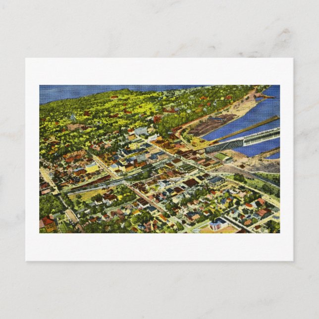 Cartão Postal Aerial View of Marquette, Michigan (Frente)
