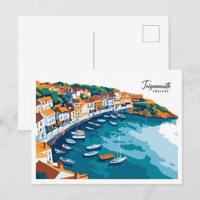 Cartão Postal Aerial View Teignmouth England Viagem (Frente/Verso)