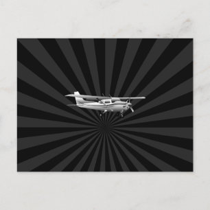 Cartão Postal Aeronave Clássica Cessna Silhouette Sunburst