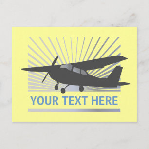 Cartão Postal Aeronave de Alta-asa - Texto personalizado