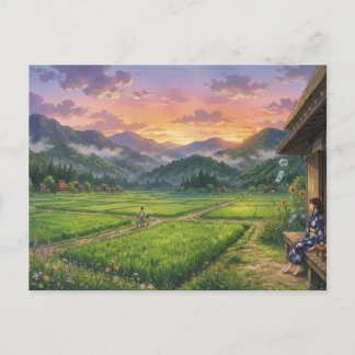 Cartão Postal Aesthetic Japanese Summer Sunset Postcard