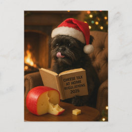 Cartão Postal Affenpinscher 'Cheese Tax' Christmas postcard