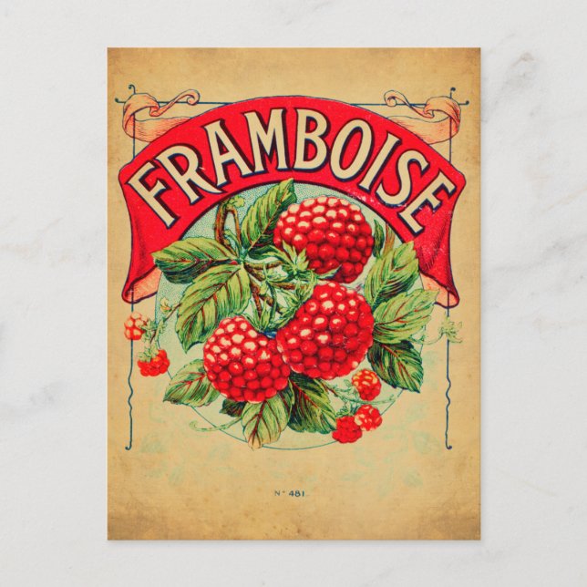 Cartão Postal Affiche framboise, fruit, strawberry, raspberry, s (Frente)