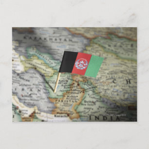 Cartão Postal Afghanistan flag in map