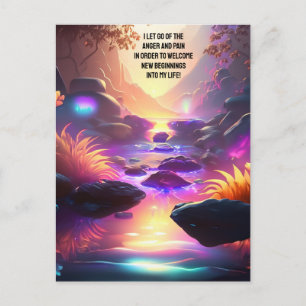 Cartão Postal Afirmação Positiva Deixando Ir a Dor e a Raiva