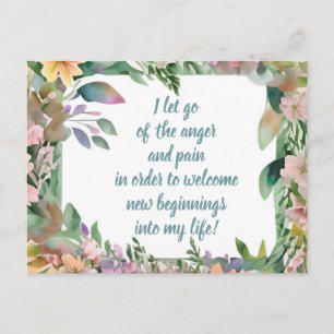 Cartão Postal Afirmação Positiva Que Deixa Ir Dor E Raiva
