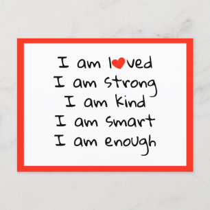 Cartão Postal Afirmações Tipografia Cardíaca Preto Vermelho