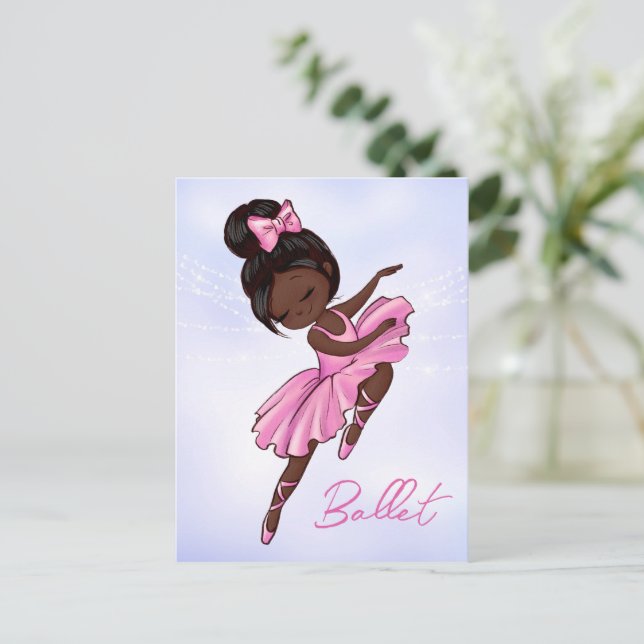 Cartão Postal África-americana Ballerina rosa, Balé roxo (Em pé/Frente)