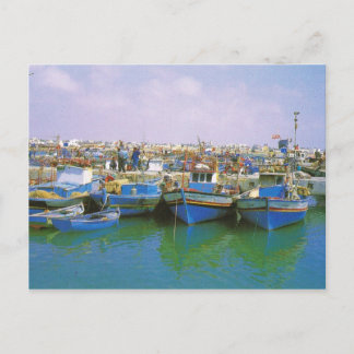 Cartão Postal África do Norte, Jerba, Tunísia, embarcações tradi