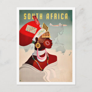 Cartão Postal África do Sul, mulher africana, companhia aérea 