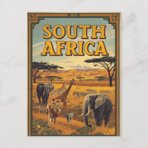 Cartão Postal África do Sul Safari Vintage Lugar de Viagem Famos