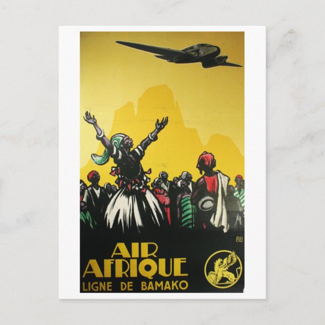 Cartão Postal África, Viagem por Air, Vintage (Frente)