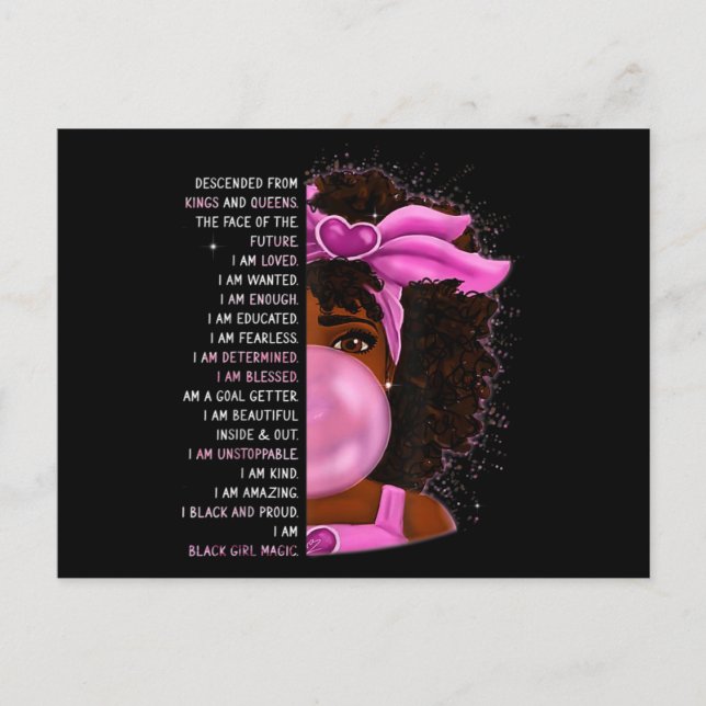 Cartão Postal African American Nubian Queen Black Girl Magic Pri (Frente)