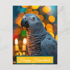 Cartão Postal African Grey Parrot Hanukkah Card