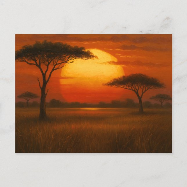 Cartão Postal African Savannah - Scenic Illustration Style (Frente)