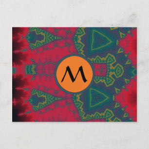 Cartão Postal African Tribal Triangles with Yellow Monogram