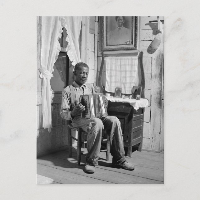 Cartão Postal Afro-Americano Accordion Player, 1941 (Frente)