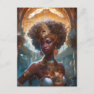 Cartão Postal Afro-americano Deusa Negra Rainha Fantasia Art P