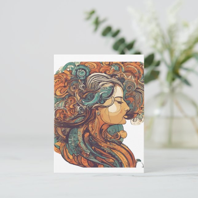 Cartão Postal Afro Boho Queen - Colorida Artística (Em pé/Frente)