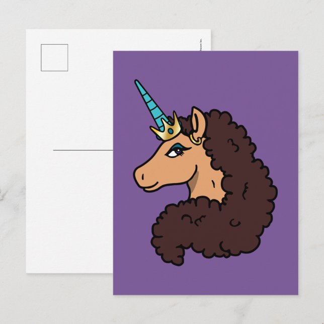 Cartão Postal Afro Unicorn | Divino (Frente/Verso)