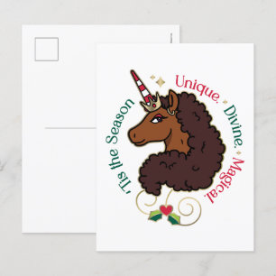 Cartão Postal Afro Unicorn Este é o Unicórnio de Feriado da Esta