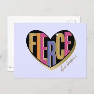 Cartão Postal Afro Unicorn Fierce Heart Design
