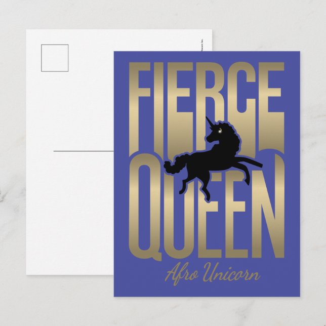 Cartão Postal Afro Unicorn Fierce Queen (Frente/Verso)