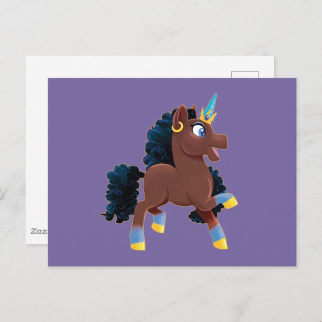 Cartão Postal Afro Unicorn | Magical Prancing (Frente/Verso)