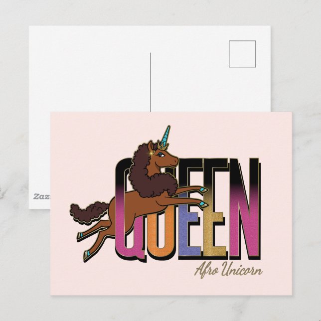 Cartão Postal Afro Unicorn Queen Design (Frente/Verso)