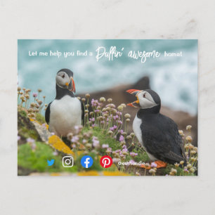 Cartão Postal agente de marketing imobiliário incrível puffin