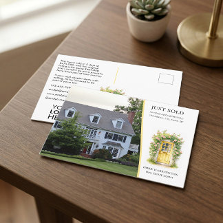 Cartão Postal Agente Imobiliário Vendeu Porta Amarela Aquarela