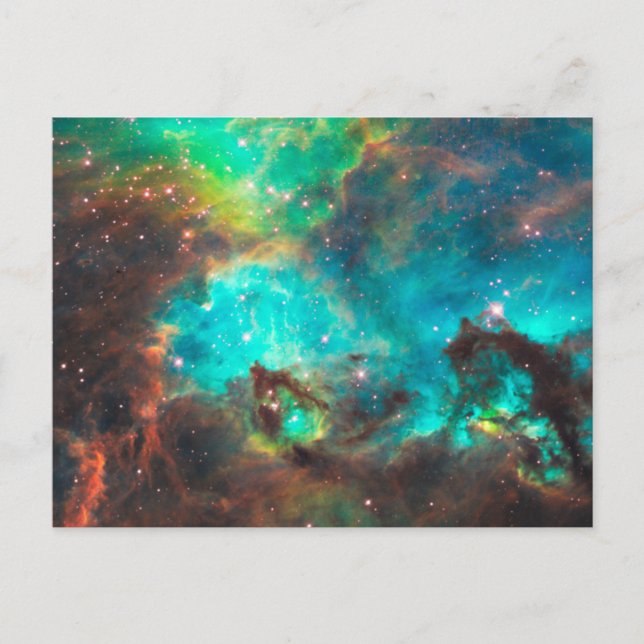 Cartão Postal Aglomerado Estelar Aqua Verde Celestial (Frente)