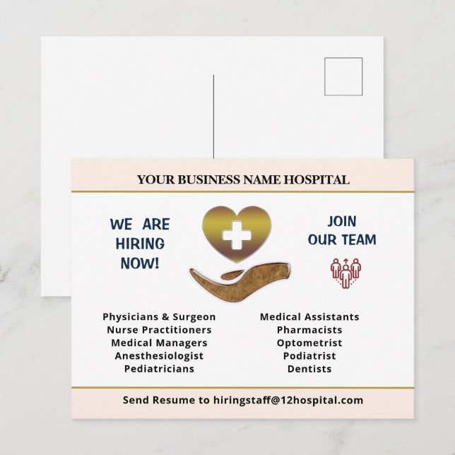 Cartão Postal Agora Contratando o Sinal Personalizar Funcionário (Frente/Verso)