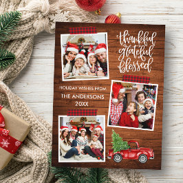 Cartão Postal Agradecido Abençoado Fita Xadrez Caminhão de Madei