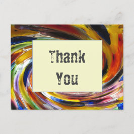 Cartão Postal Agradecimento Camiseta Tie-Dye Colorida Espiral