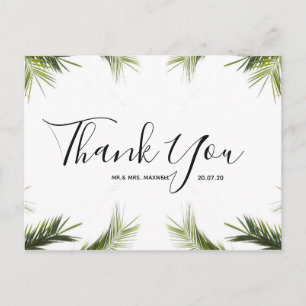 Cartão Postal Agradecimento casamento   Cartão-postal verde-tro