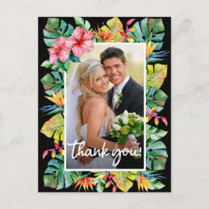 Cartão Postal Agradecimento casamento Foto com limite tropical
