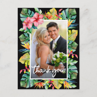 Cartão Postal Agradecimento casamento | Foto com limite tropical