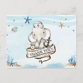 Cartão Postal Agradecimento Chic Elefante Náutico Baby Shower 