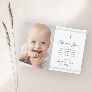 Cartão Postal Agradecimento de Batismo de Menino com Elegância M