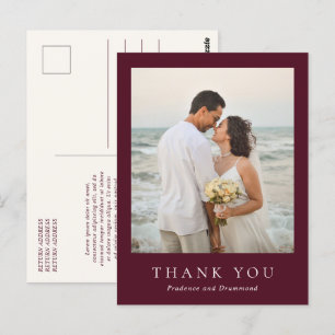 Cartão Postal Agradecimento de Casamento Clássico Elegante Burgu